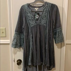 Beautiful Grey velvet blouse or dress